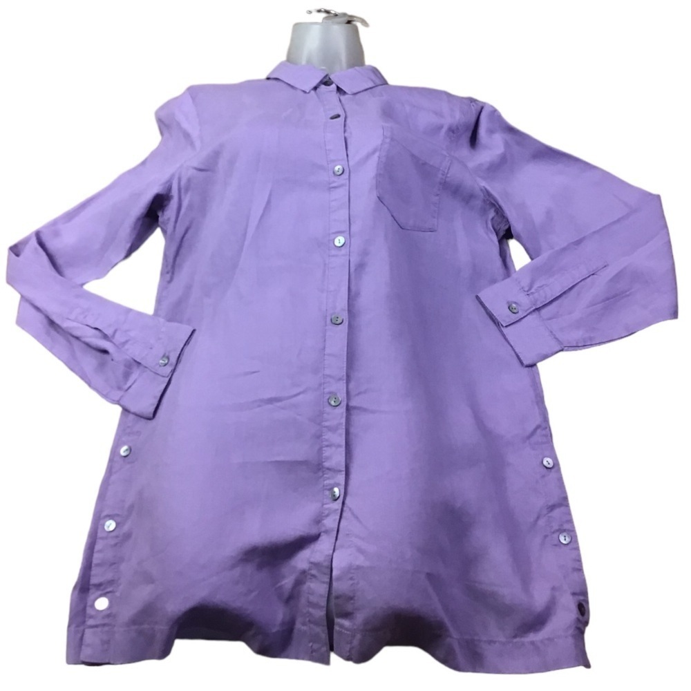 J. Jill Women’s Size Medium Viola Purple Button Down Shirt Button Sides Tencel